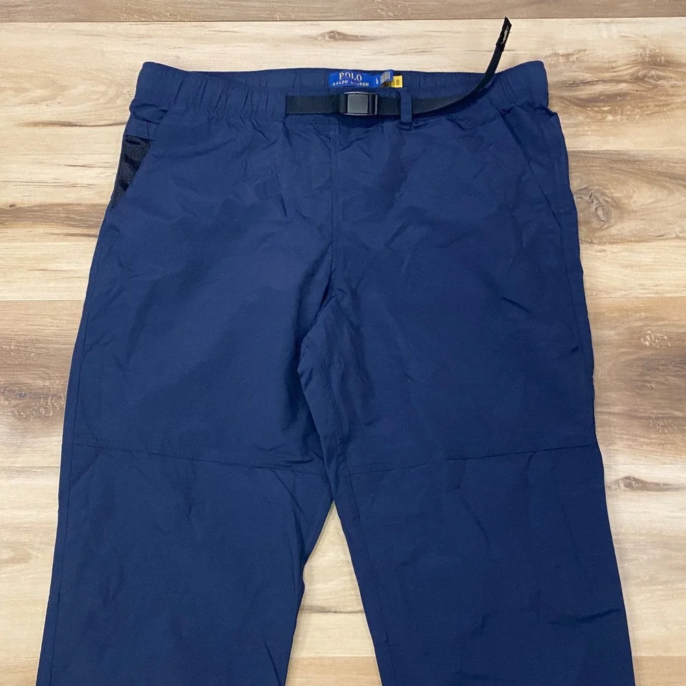 Polo Ralph Lauren Performance Joggers LG Hiking Belted Nylon Navy Blue Pants